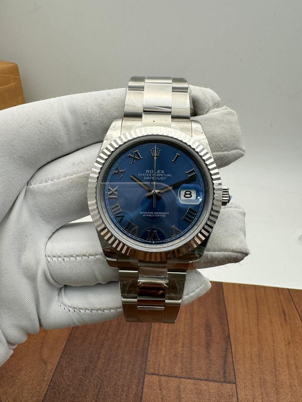 Rolex Datejust 41 126334 Blue Roman Dial Stainless Steel 18k Gold Box Paper 2021