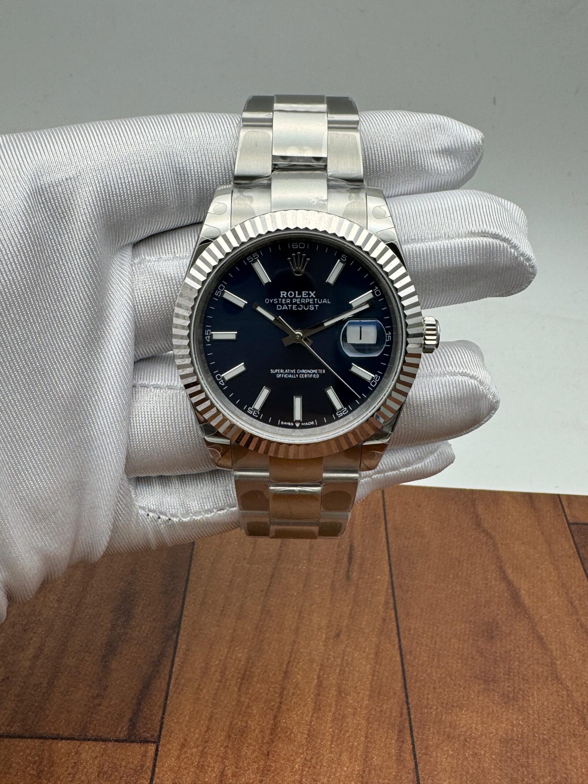 Rolex DateJust Oyester Rhodium Blue Dial Swiss