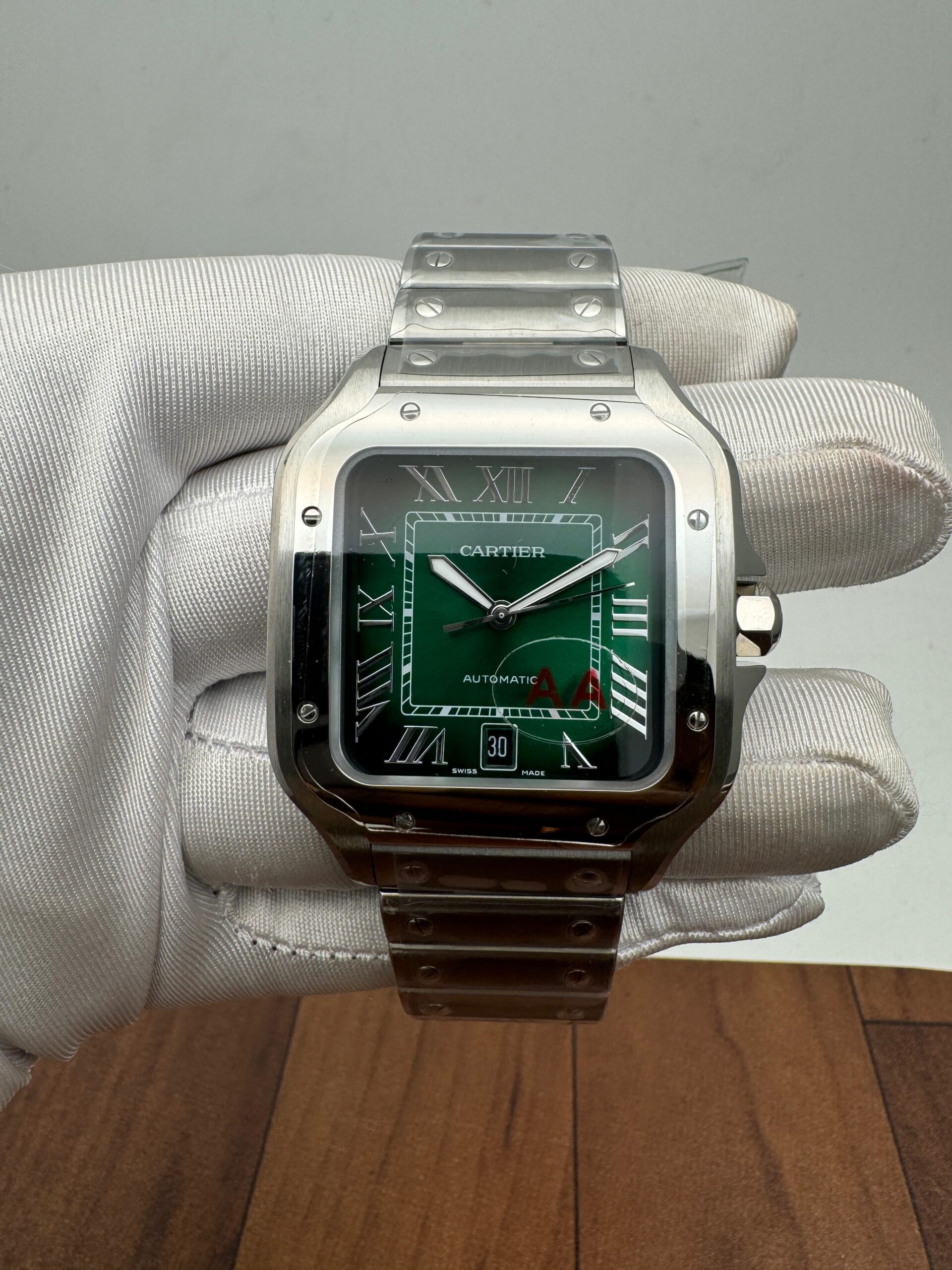 Cartier De Santosh Medium Model Green Dial Stainless Steel Automatic Men’s Watch