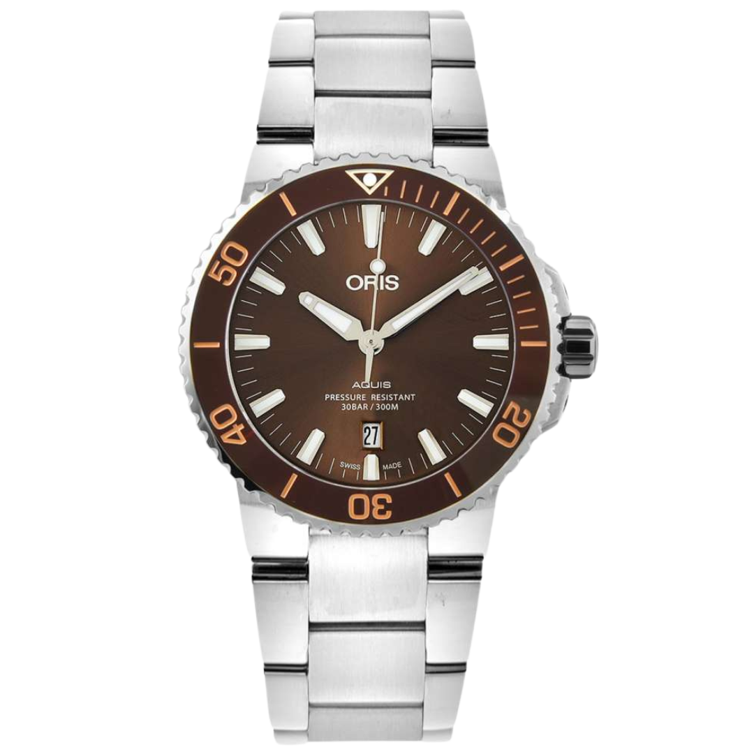 Oris Men Brown Diving Aquis Date Analogue Watch 01 733 7730 4152-07 8 24 05PEB