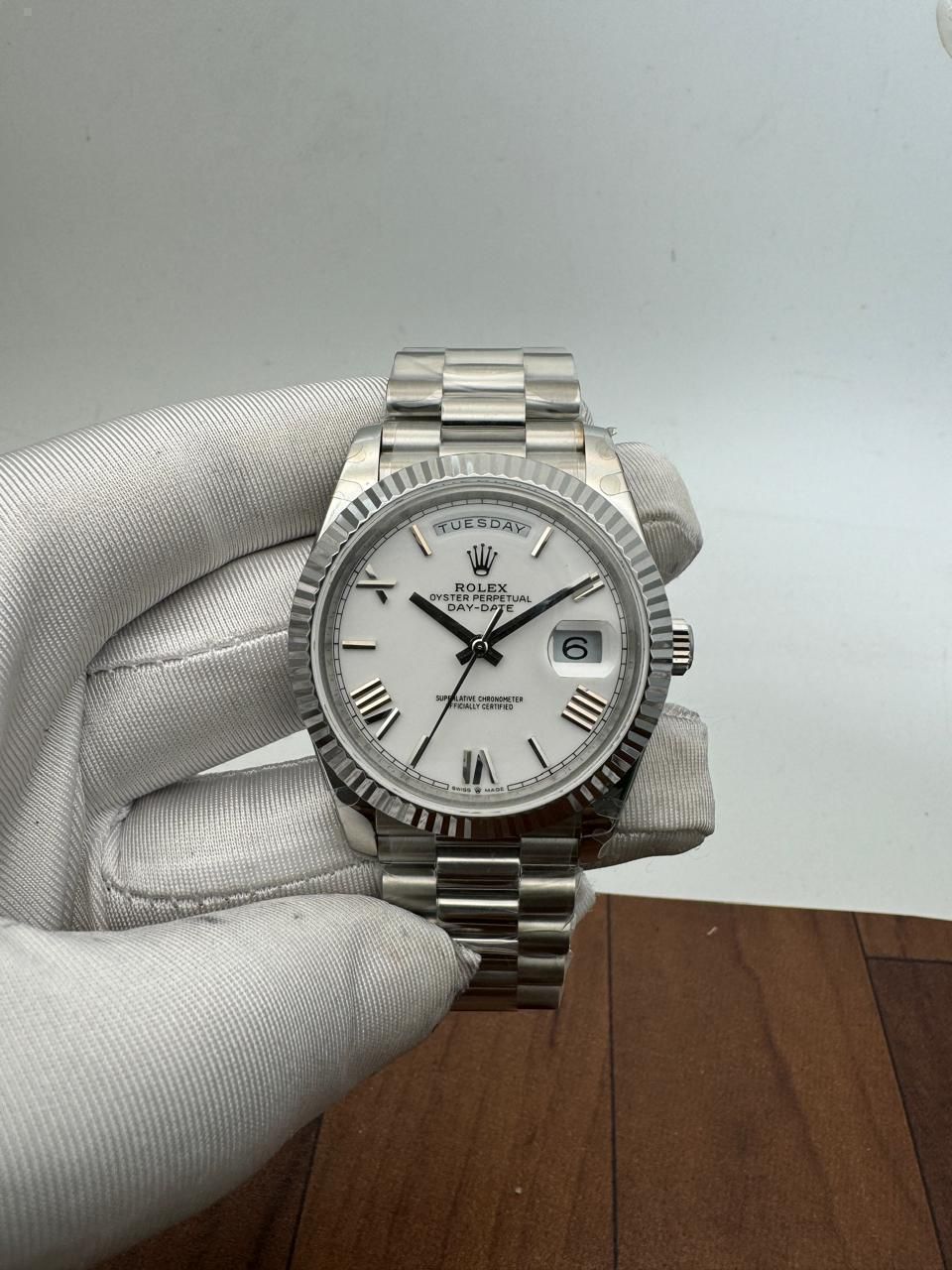 Rolex Oyster Perpetual Day-Date Silver With Silver Dial