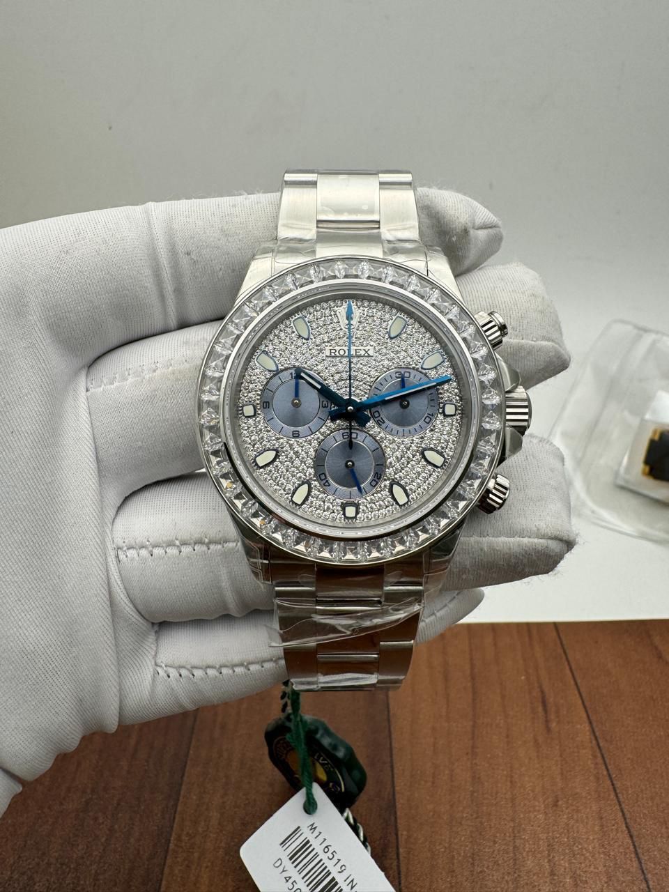 Rolex Daytona Diamond Pave Dial Baguette Diamond Bezel Full Platinum