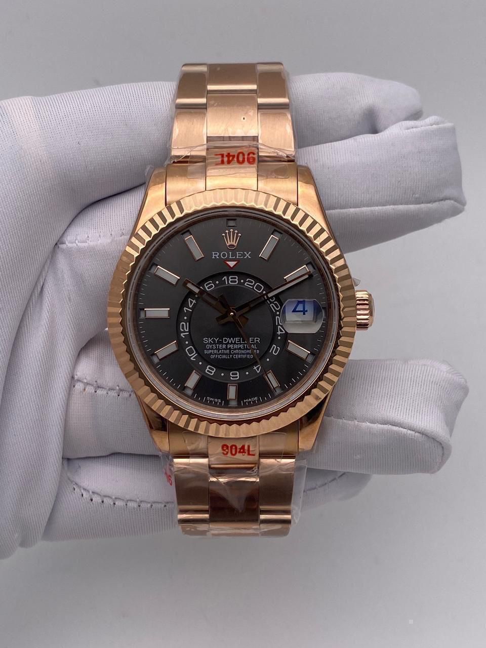 Rolex Sky Dweller Rose Gold Slate Dial Noob Swiss