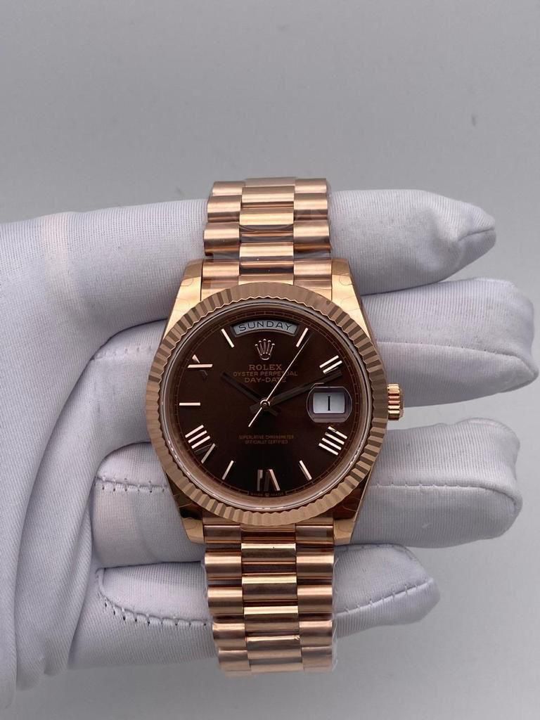 Rolex Day-Date 40 228235 Rose Gold Chocolate Dial 40mm Box & Papers