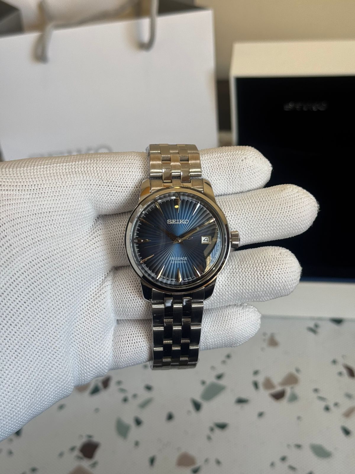 SEIKO Men Navy Blue Automatic Analogue Watch SRPB41J1