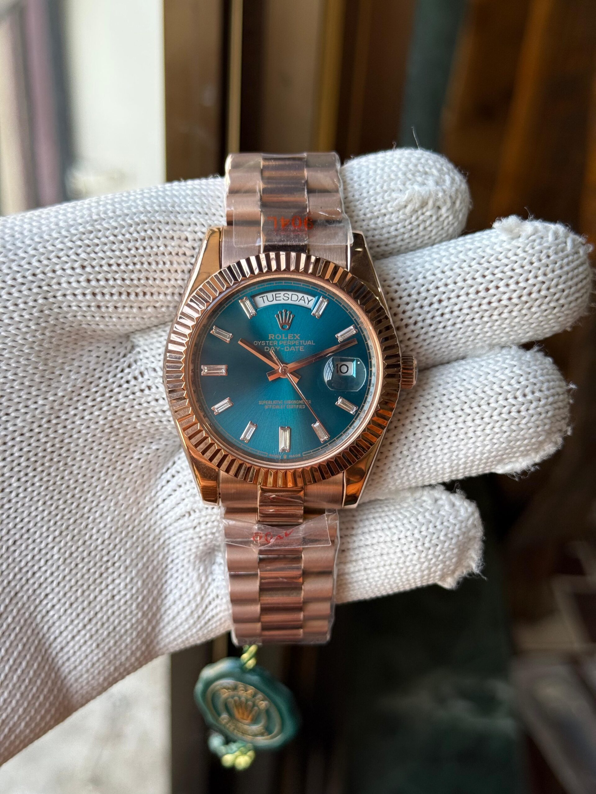 Rolex Day-Date 36 Oyster, 36 mm, Everose gold and diamonds Reference 128395TBR